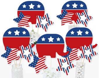 Republican Election - Political Party Centerpiece Sticks - Table Toppers - Set of 15