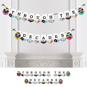 Through the Decades - 50s, 60s, 70s, 80s, and 90s Party Bunting Banner - Party Decorations - Through the Decades