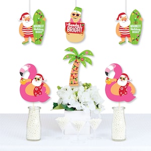 Tropical Christmas - Santa, Snowman, Palm Tree Decorations DIY Beach Santa Holiday Party Essentials - Set of 20