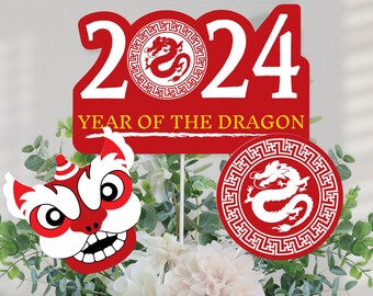 Chinese New Year - 2024 Year of the Dragon Centerpiece Sticks - Table Toppers - Set of 15