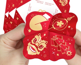 Lunar New Year - Cootie Catcher Game - Fortunes - Fortune Tellers - Set of 12
