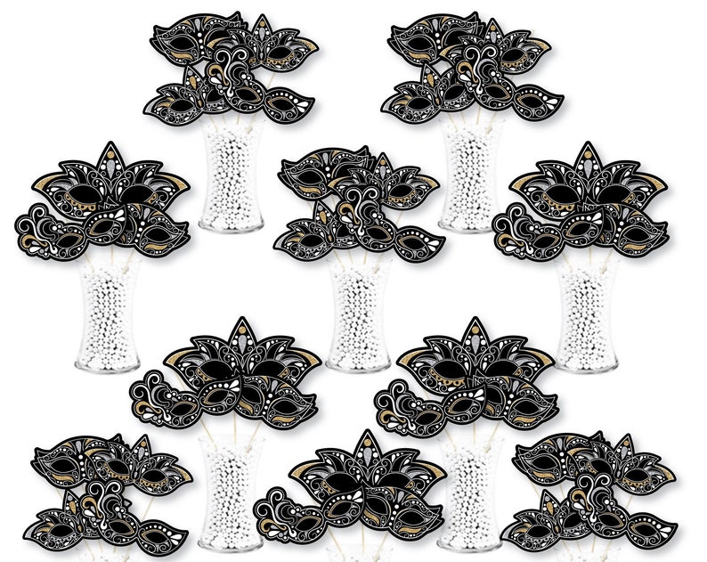 Masquerade Venetian Mask Party Centerpiece Sticks Showstopper Table Toppers 35 Pieces