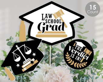 Law School Grad - Future Lawyer Graduation Party Centerpiece Sticks - Table Toppers - Set of 15