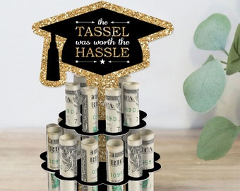 Tassel Worth The Hassle - Gold - DIY Graduation Party Money Holder Gift - Cash Cake