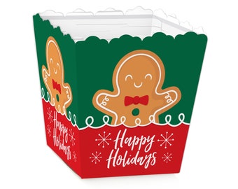 Gingerbread Christmas - Party Mini Favor Boxes - Gingerbread Man Holiday Party Treat Candy Boxes - Set of 12