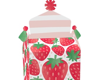 Berry Sweet Strawberry - Treat Box Party Favors - Fruit Themed Birthday Party or Baby Shower Goodie Gable Boxes - Set of 12