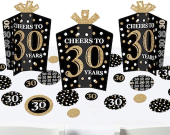 Adult 30th Birthday - Gold - Birthday Party Decor and Confetti - Terrific Table Centerpiece Kit - Set of 30