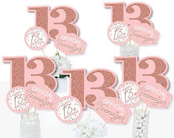 Lot De 8 Centres De Table Nid D'Abeille 'Happy 13th Birthday' – Décoration Anniversaire 13 Ans Fille, OMG T'es Ado !, Thème Glamour & Festif