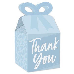 Dusty Blue Elegantly Simple - Square Favor Gift Boxes - Guest Party Favors Bow Boxes - Set of 12