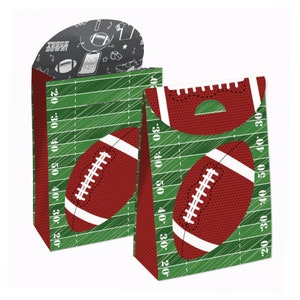 End Zone - Football - Baby Shower or Birthday Gift Favor Box - Party Goodie Bags - Set of 12