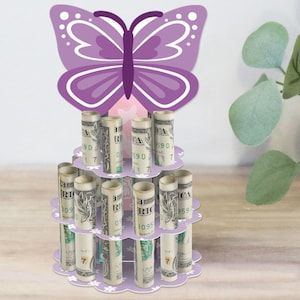 Beautiful Butterfly - DIY Floral Birthday Party Money Holder Gift - Cash Cake