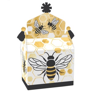 Little Bumblebee - Treat Box Party Favors - Bee Baby Shower or Birthday Party Goodie Gable Boxes - Set of 12