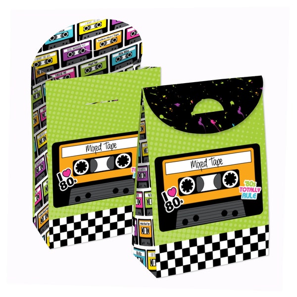 80’s Retro - Totally 1980s Gift Favor Box - Party Goodie Bags - Set of 12