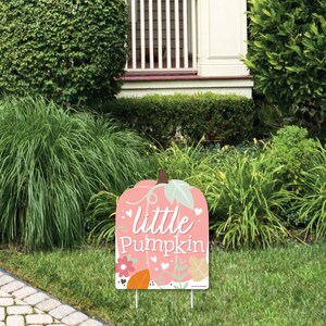 Letrero para césped al aire libre con forma de calabaza para niña, letrero para fiesta de cumpleaños de otoño o baby shower, 1 pieza