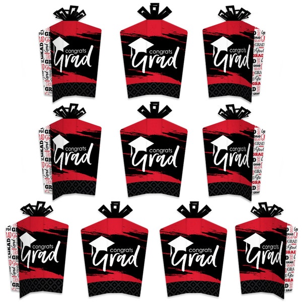 Red Grad - Best is Yet to Come - Table Decorations - Red Graduation Party Fold and Flare Centerpieces - 10 Count