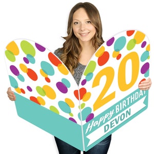Dotful Custom Age Birthday - Happy Birthday Giant Greeting Card - Big Shaped Jumborific Card - 16.5 x 22 inches