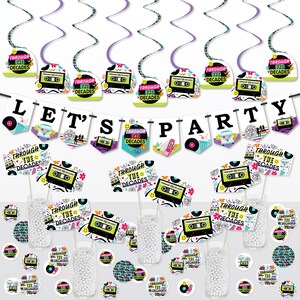 Through the Decades - 50s, 60s, 70s, 80s, and 90s Party Supplies Decoration Kit - Decor Galore Party Pack - 51 Pieces