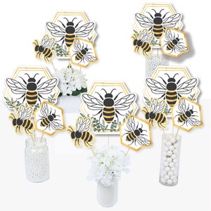 6 Piece Bumble Bee Centerpiece Sticks, Bee Birthday, Bee Baby Shower, Mommy  to Bee, Bee Table Decorations, Paper Goods, Bee Decorations, Bee 