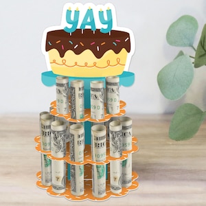 Colorful Happy Birthday - DIY Birthday Party Money Holder Gift - Cash Cake