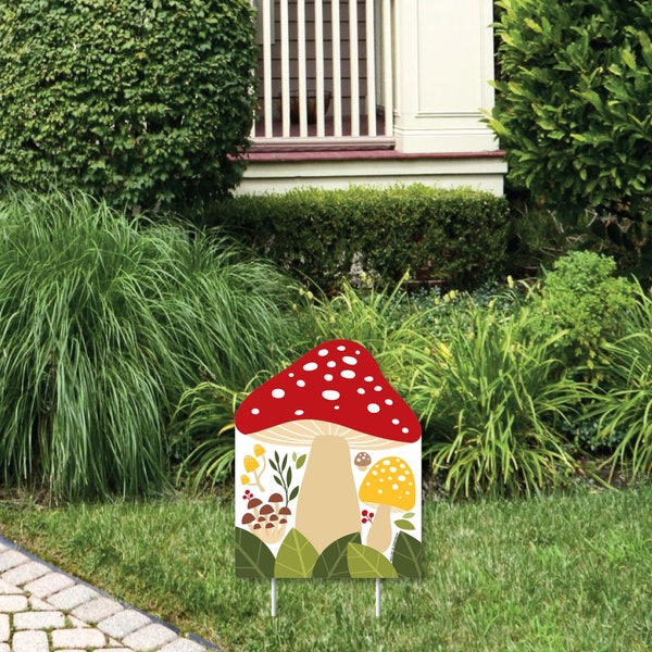 Wild Mushrooms - Outdoor Lawn Sign - Red Toadstool Decor and Party Yard Sign - 1 Piece