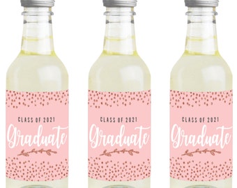 Set of 10 Hat Graduation Mini Wine Labels Gold Mini Wine ...