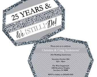 25th anniversary invitations etsy