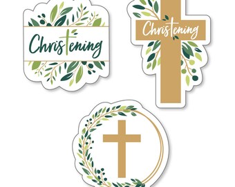 24 Count DIY Shaped Boy Religious Party Cut-Outs Big Dot of Happiness Confirmation Blue Elegant Cross