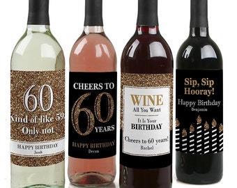 birthday wine labels etsy