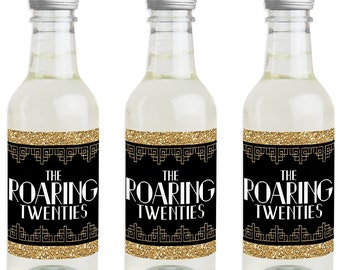 Wine Bottle Label Stickers Roaring 20s 1920s Art Deco Jazz Party