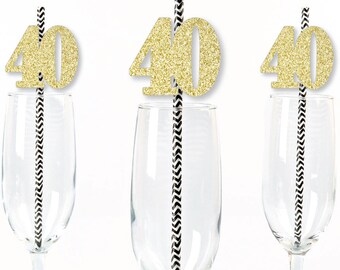 No-Mess Real Gold Glitter Cut-Out Numbers /& Decorative 10th Birthday Party Paper Straws Set of 24 Gold Glitter 10 Party Straws