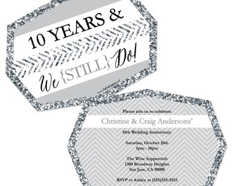 10 year anniversary invitations etsy