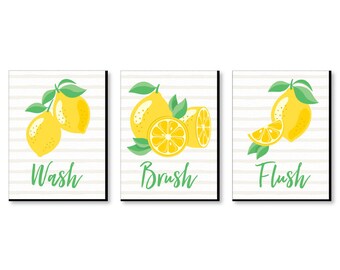 Lemon Bathroom Decor Etsy