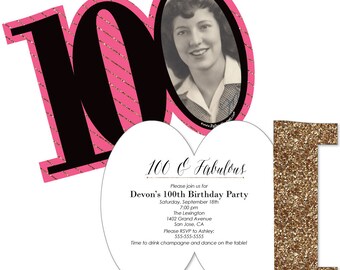 100th birthday invitations etsy