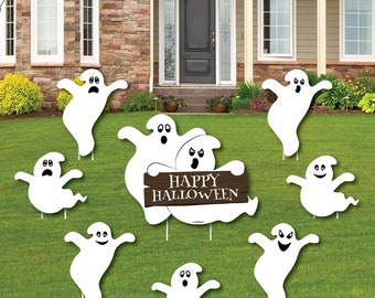 spooky ghost ghost shaped lawn decorations outdoor halloween party yard decorations halloween ghost shaped lawn ornaments 8 pc