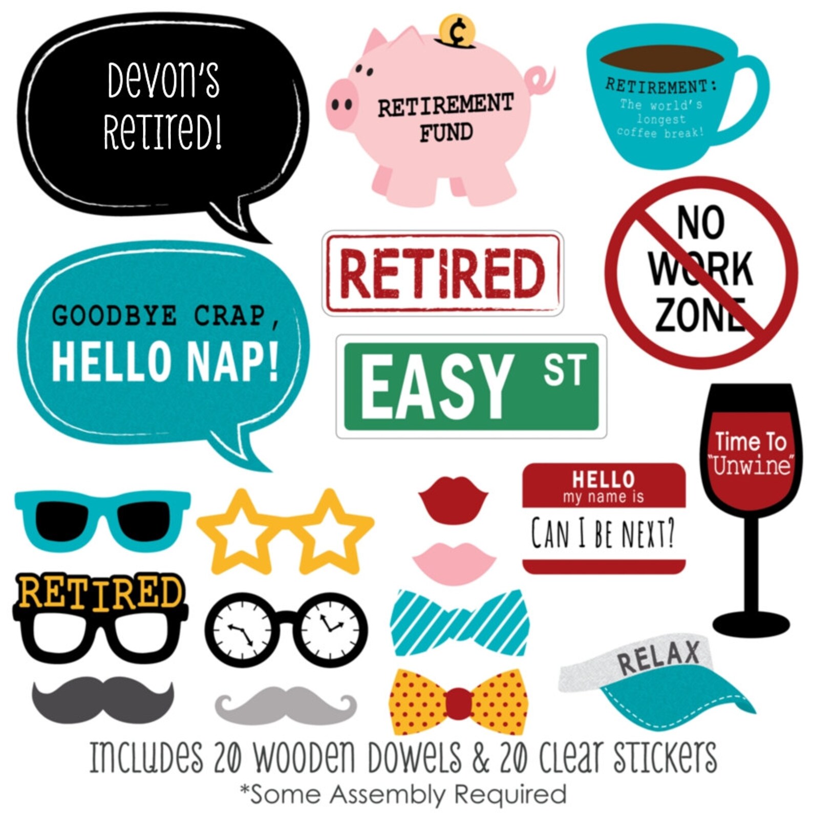 20 Retirement Photo Booth Props Retirement Photobooth Kit | Etsy