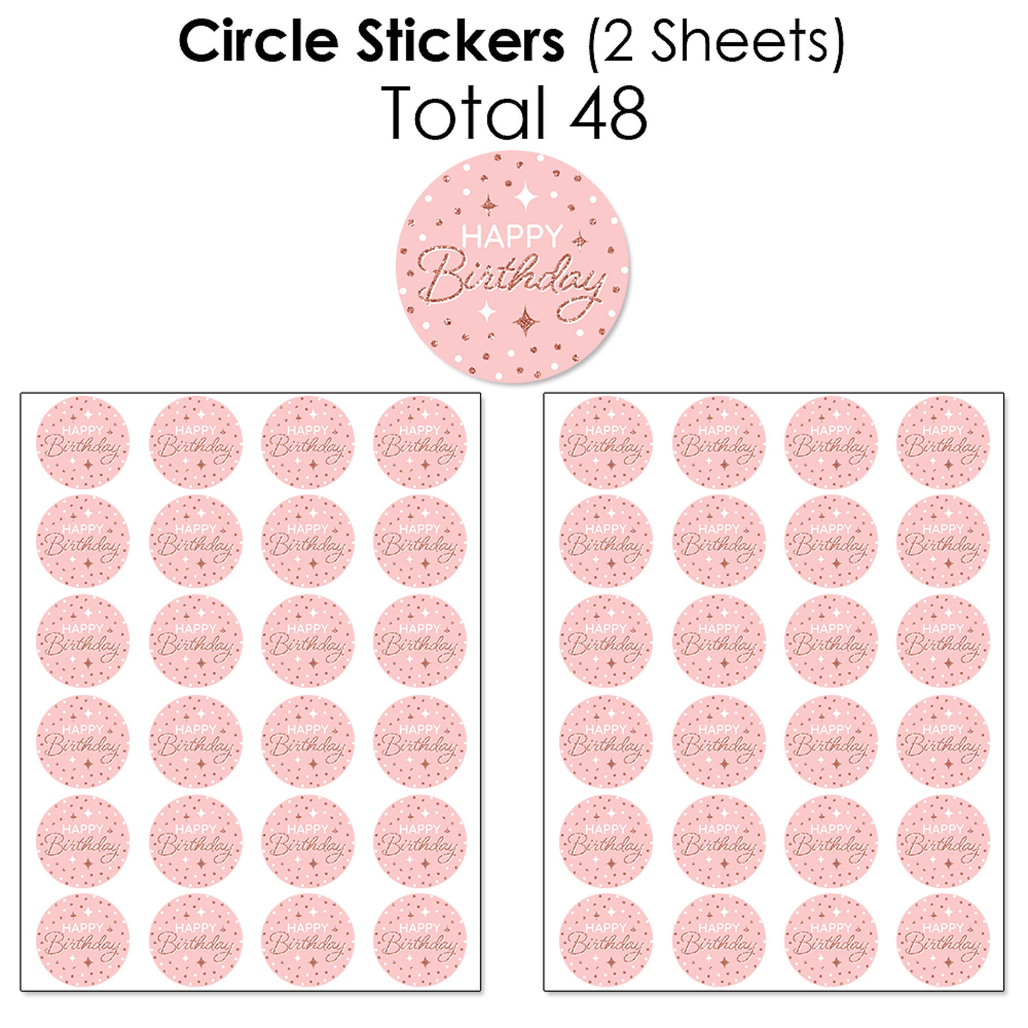 Pink Rose Gold Birthday - Mini Candy Bar Wrappers, Round Candy and ...