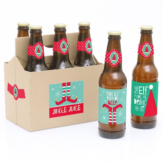 Elf Squad Beer Labels - 6 Beer Bottle Labels & 1 Carrier - Elf Christmas Party Beer Gift Ideas - Elf Holiday Gifts for Women and Men Il_570xn