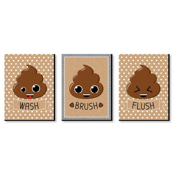Poop Emoji Kids Bathroom Rules Wall Art Decor 7 5 X 10 Etsy