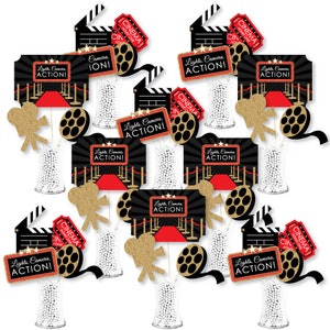 Red Carpet - Movie Night Party Centerpiece Sticks - Showstopper Table Toppers - 35 Pieces