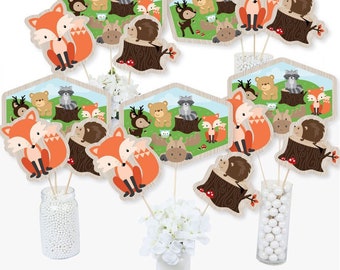 Woodland Creatures - Centerpiece Sticks - Woodland Animals Baby Shower Table Toppers - Woodland Creatures Birthday Party Supplies - 15 Ct.