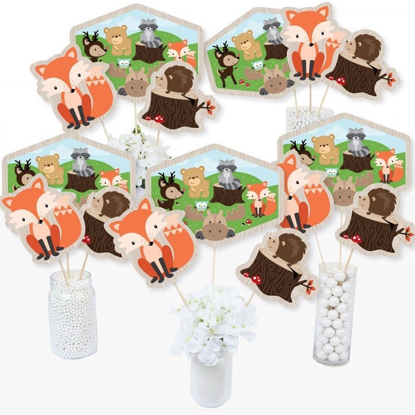 Woodland Creatures - Centerpiece Sticks - Woodland Animals Baby Shower Table Toppers - Woodland Creatures Birthday Party Supplies - 15 Ct.