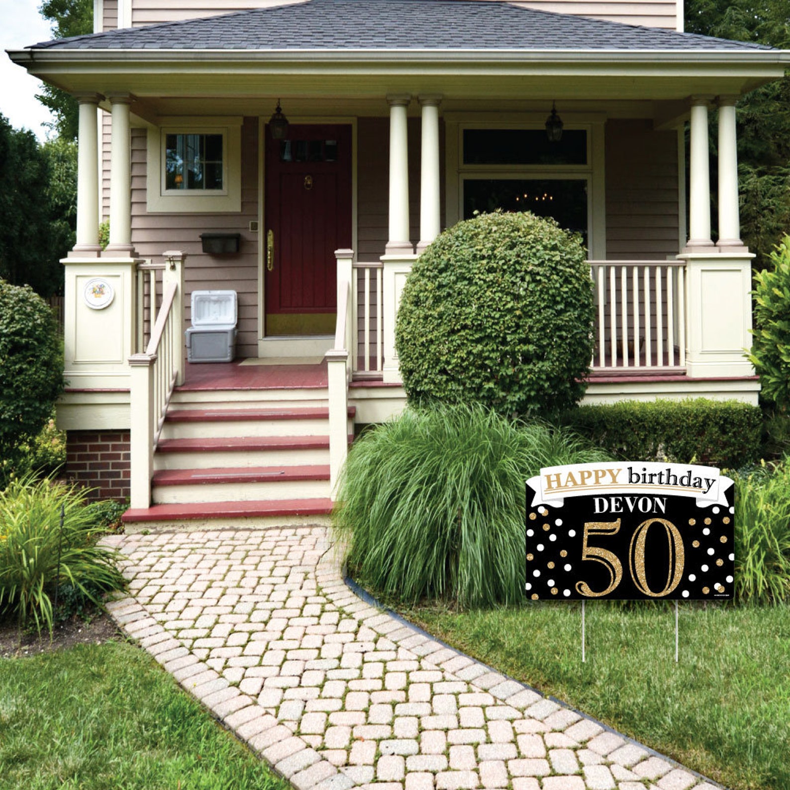 Adult 50th Birthday Gold Birthday Party Yard Sign Lawn Etsy
