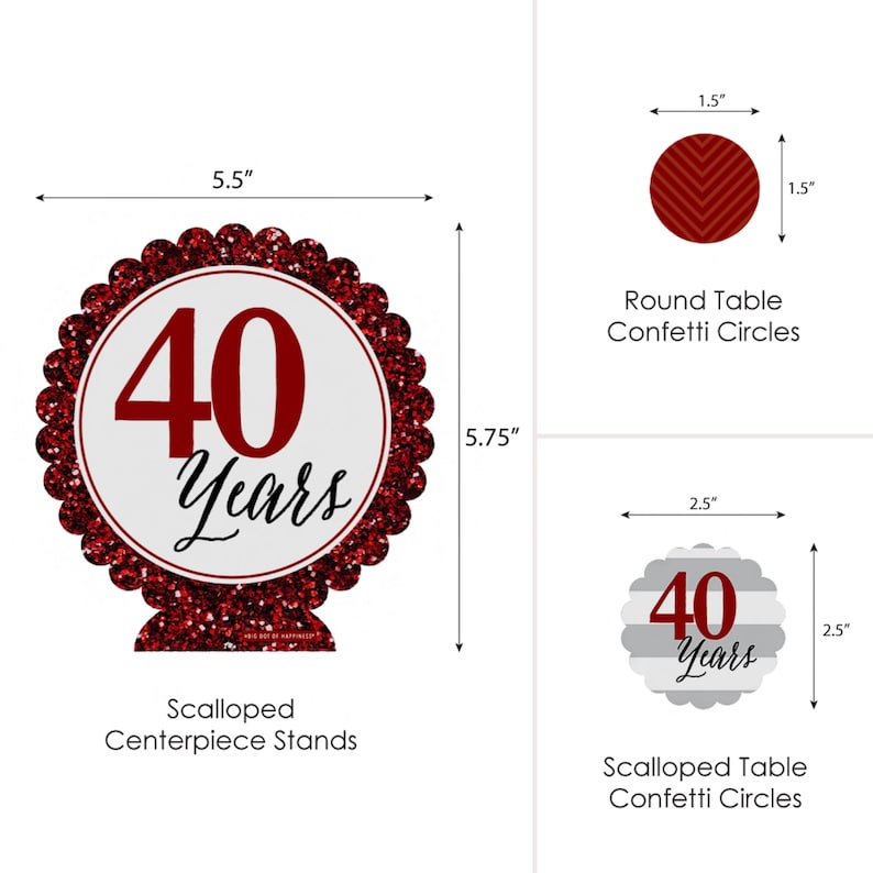 40th Wedding Anniversary Centerpiece Table Decoration Kit Etsy