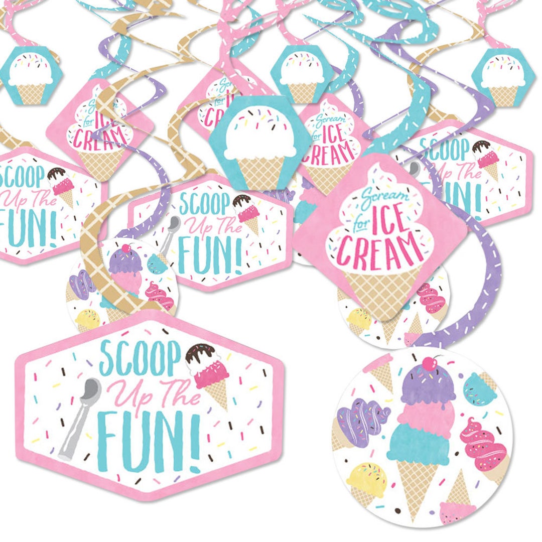 Big Dot of Happiness Scoop Up the Fun - Ice Cream Cone - Lawn Decorations -  Outdoor Sprinkles Party Yard Decorations - 10 Piece 