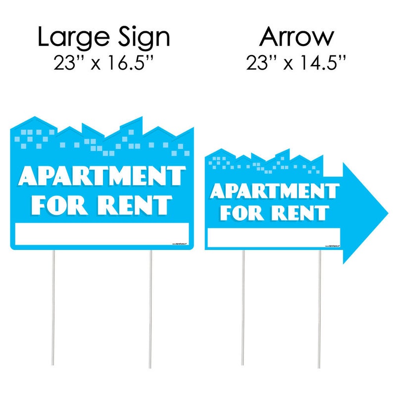 Set of 3 Apartment for Rent Weather Resistant Corrugated Plastic Sign Yard Sign with Stakes Double Sided Outdoor Lawn Sign