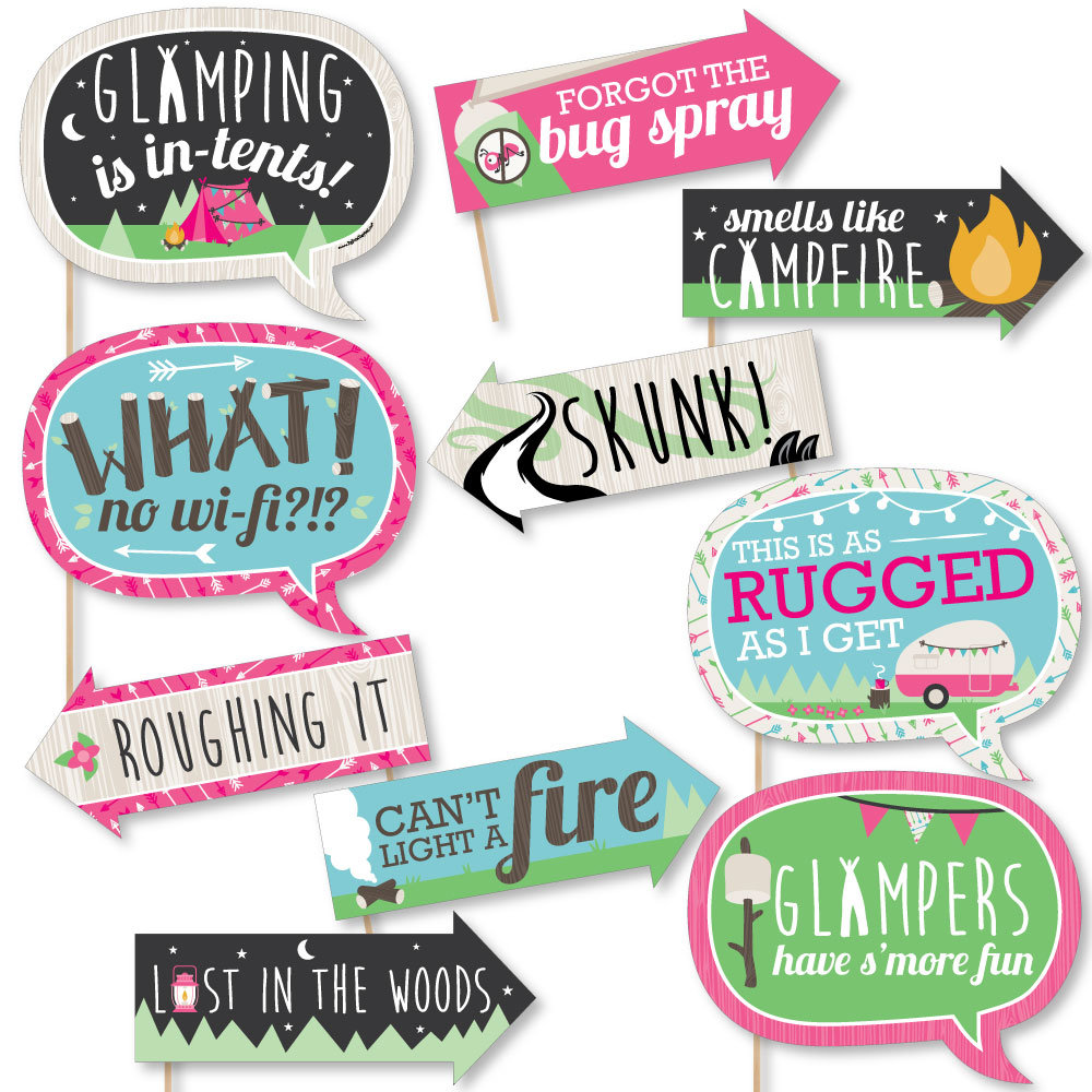 Funny Lets Go Glamping Photo Booth Props Camp Glamp Party Photobooth Prop Kit Props Birthday Party Glamping Props