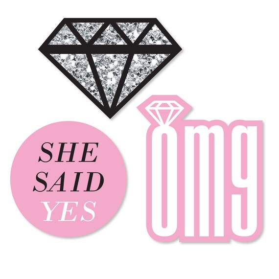 OMG, You're Getting Married - Engagement Party DIY Shaped Paper Cut Outs - Bridal Shower Die Cut -Bachelorette Party Decor Kit - 24 pc. Il_570xn