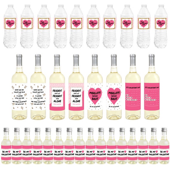 Be My Galentine - Mini Wine Labels, Wine Labels and Water Bottle Labels - Galentine’s & Valentine’s Day Decor - Beverage Bar Kit - 34 Pcs Il_570xn