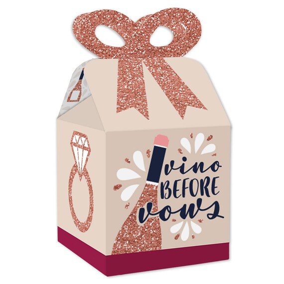 Vino Before Vows - Square Favor Gift Boxes - Winery Bridal Shower or Bachelorette Party Bow Boxes - Set of 12 Il_570xn