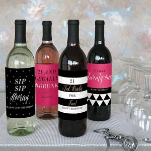 21st Birthday Wine Bottle Labels - Custom Finally 21st Girl Birthday ...